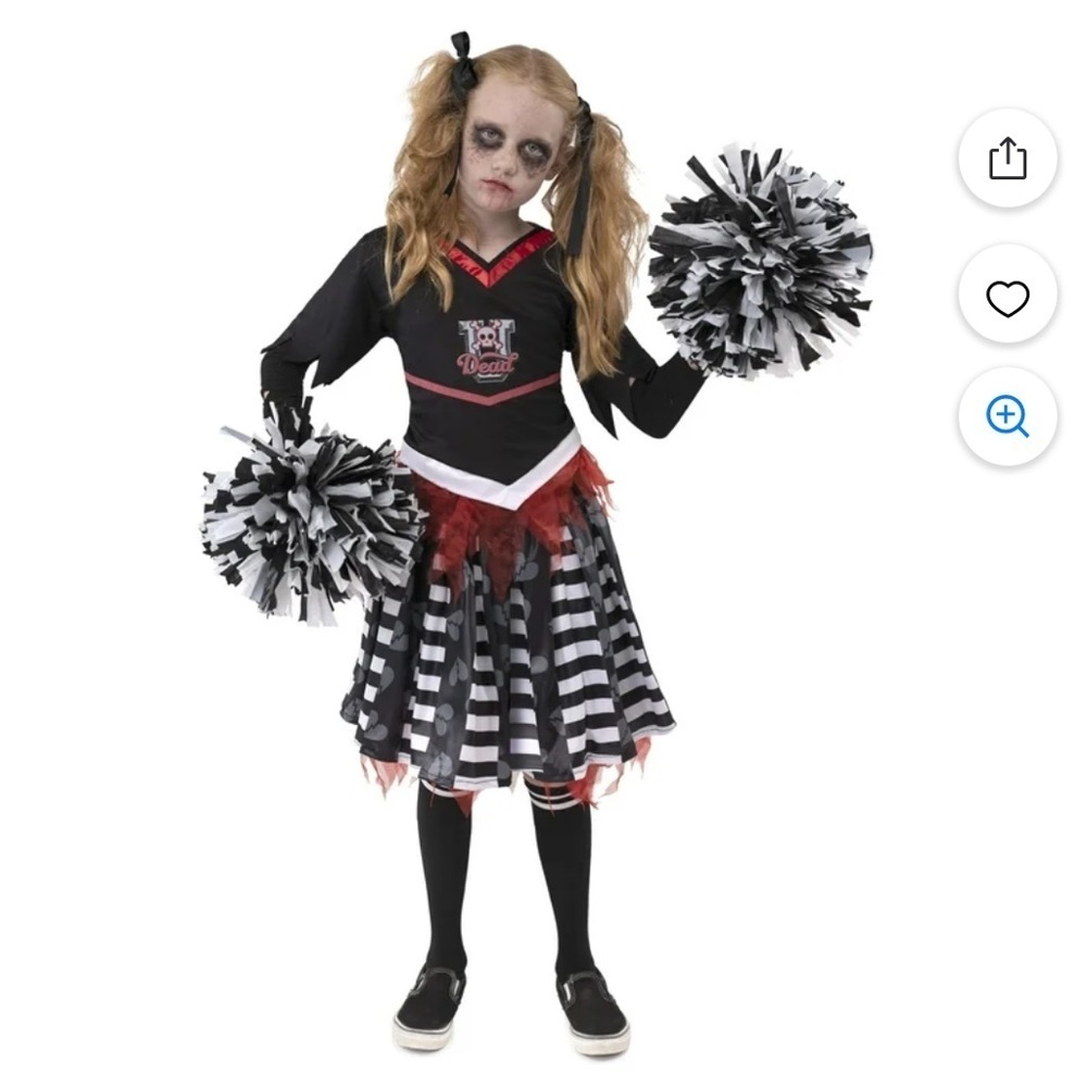 Black and White Cheerleader Zombie Costume for Kids